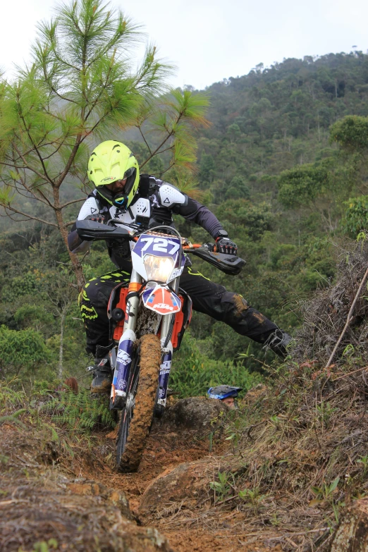 a person on a motorcycle on a muddy trail