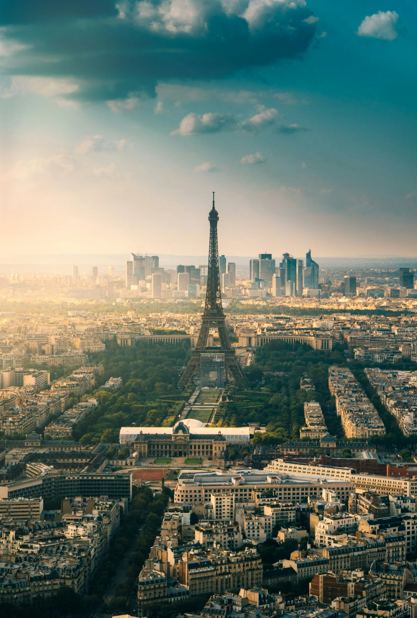 the eiffel tower in paris, france is seen in this aerial pograph