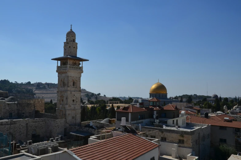 a view of some buildings and the sky