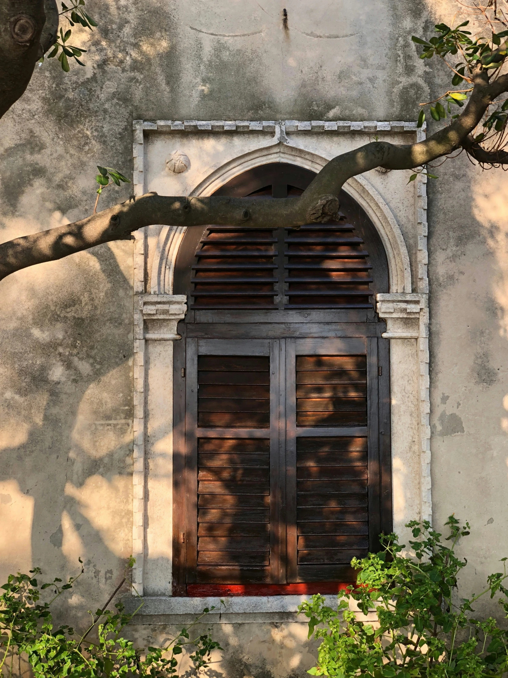 a building that has wooden windows and doors