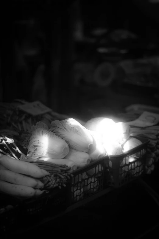 baskets filled with food and some lit candles