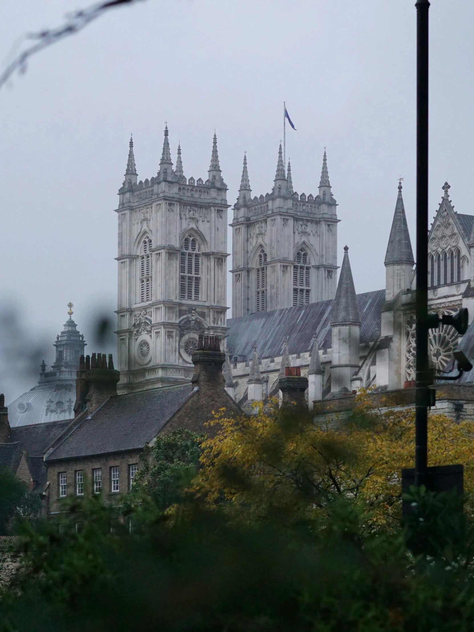 cathedrals rise into the distance from an urban area