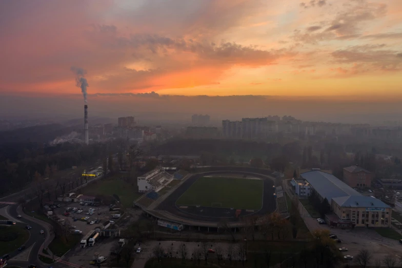 view from the sky of a foggy city