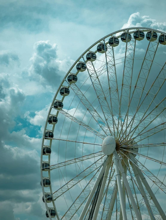 an amut wheel under a cloudy blue sky