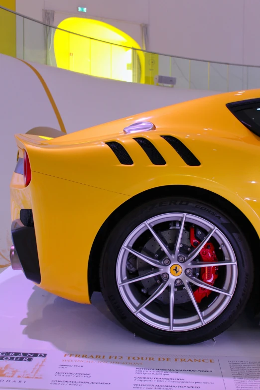 a ferrari sits on display for the first time