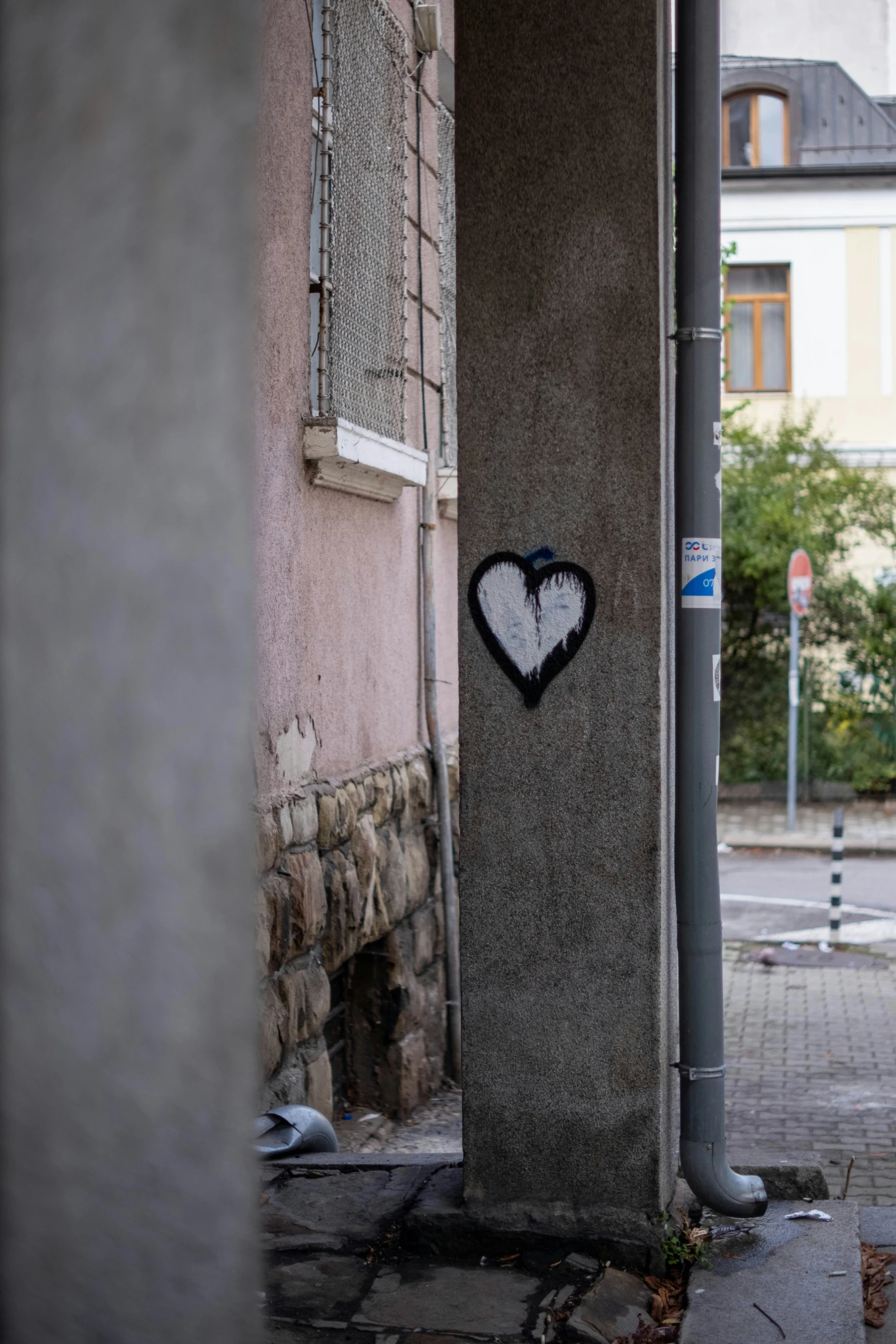 this is a graffiti of two hearts and words