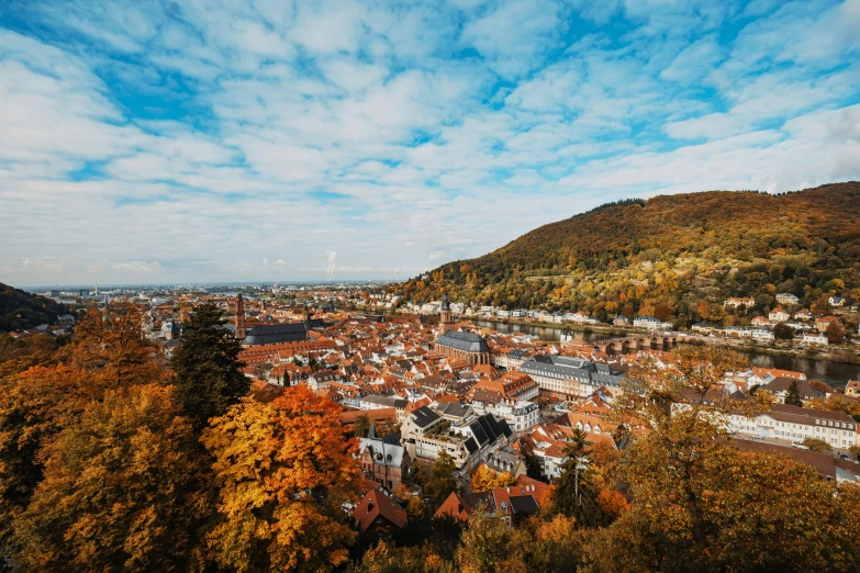 an aerial view of a small town from the top