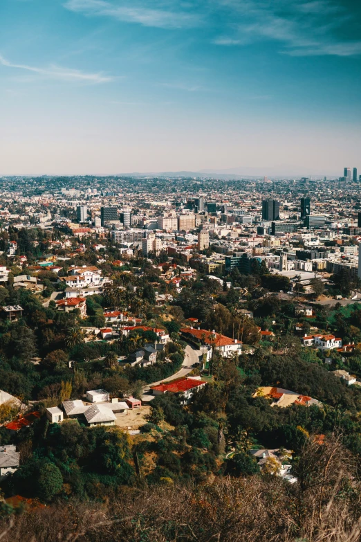 an aerial view of a city and the sky