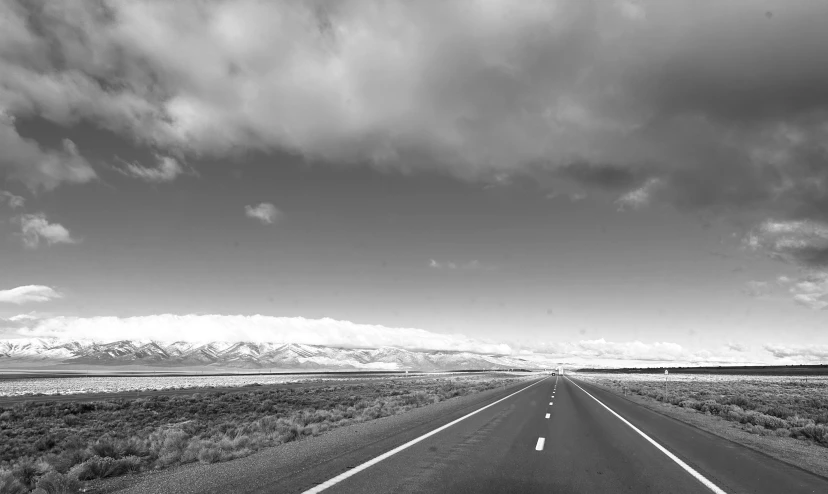 black and white po of an empty highway