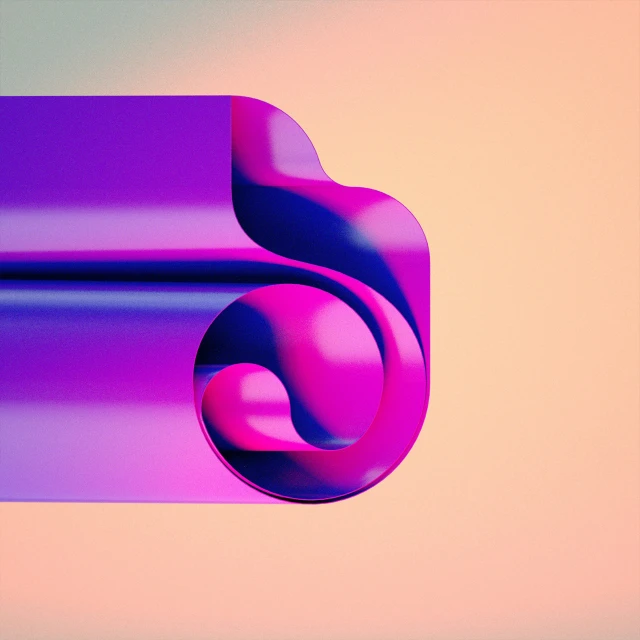 a 3d render with a purple, pink and yellow rectangle
