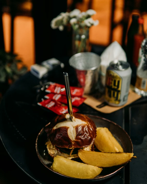 this meal has meatballs with mustard and french fries