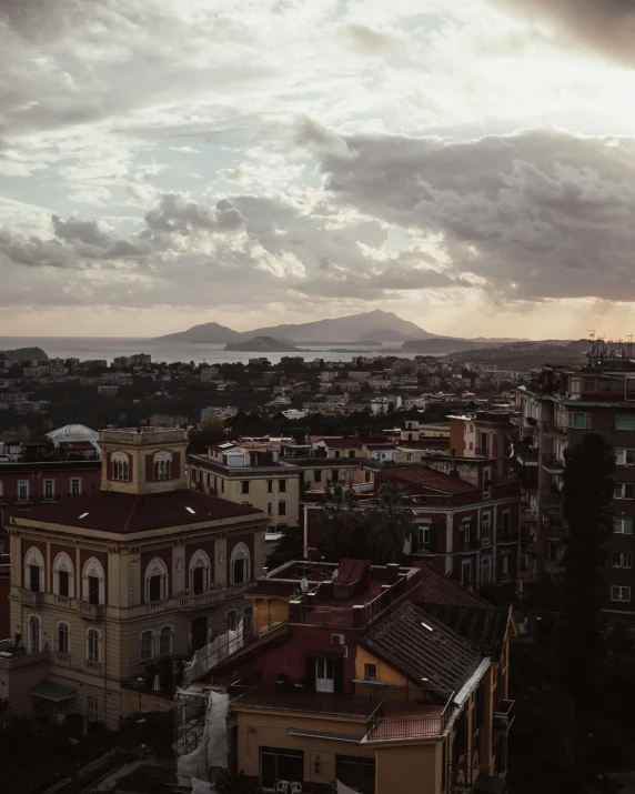 a small town is seen from a high viewpoint