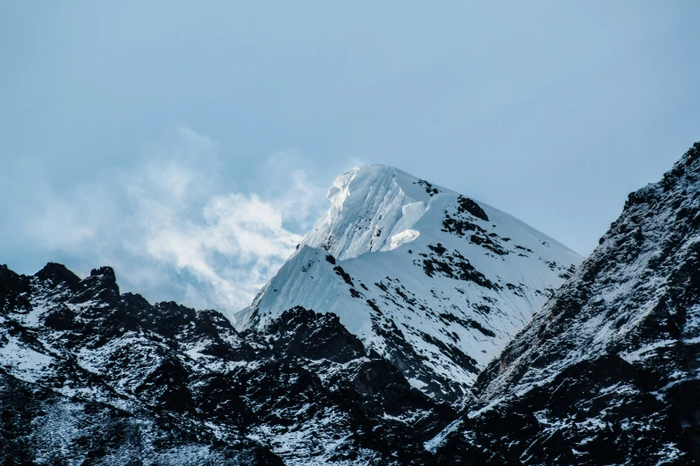 the peak of a mountain on a clear day