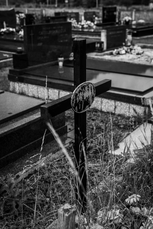 the graves of the people in an empty cemetery