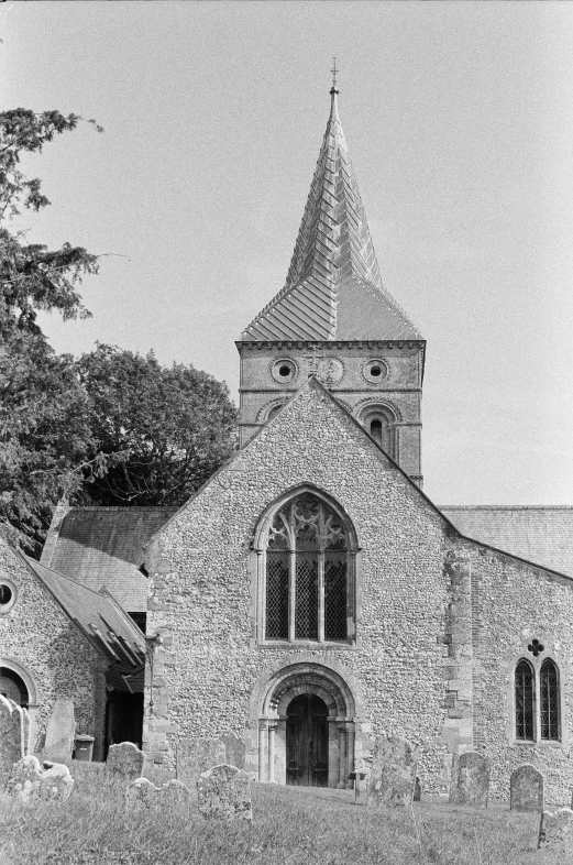 an old church has been converted into soing black and white