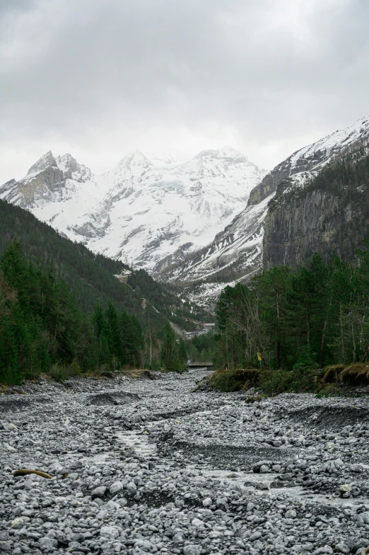 an image of a snowy mountain range setting