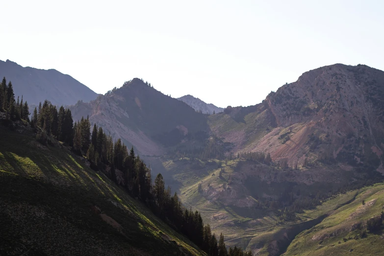 mountains in a valley with lush green grass