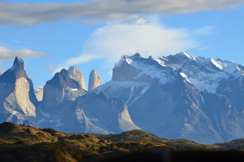 view of the mountains and sky with clouds