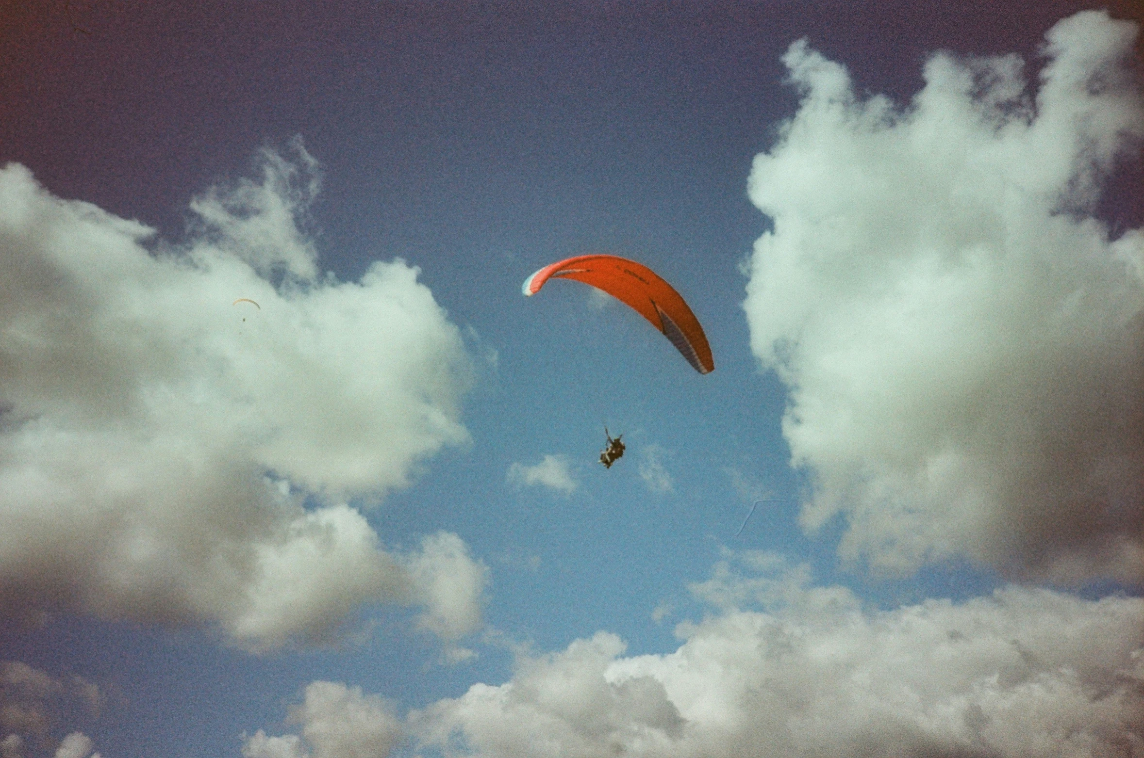 there are people para sailing in the open water