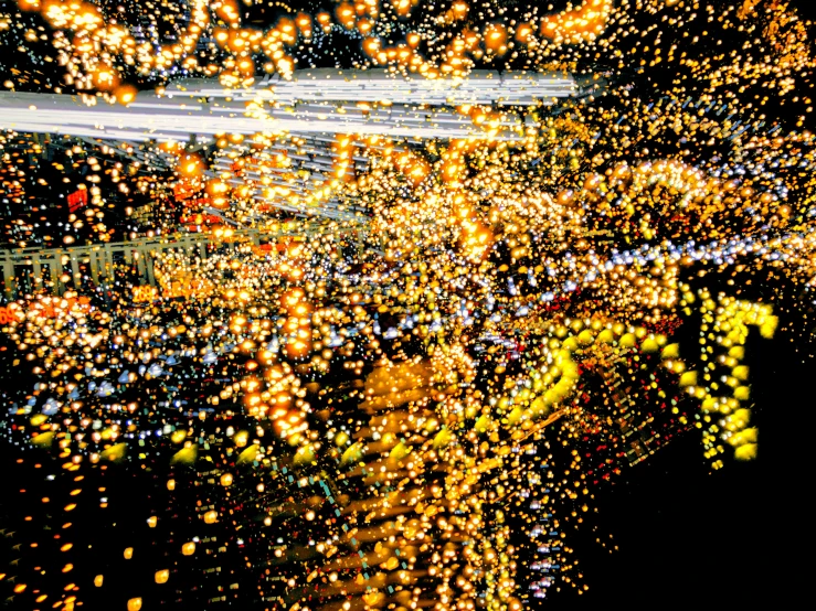 abstract view of a city street at night from a window