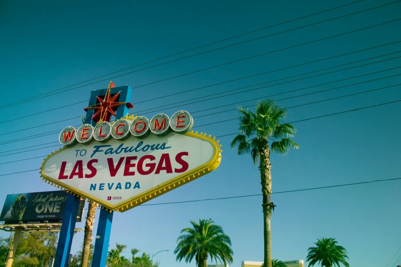 large, brightly colored welcome to fabulous las vegas sign