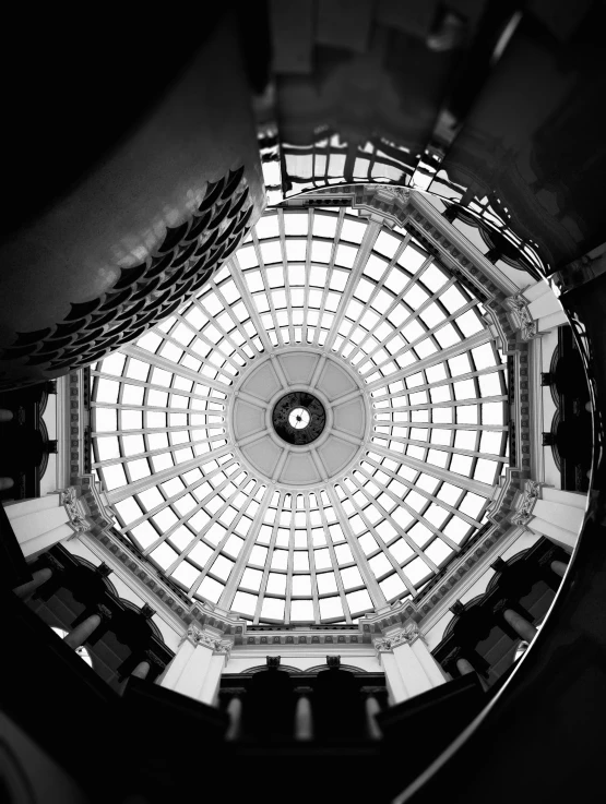 a view up at the ceiling of a building