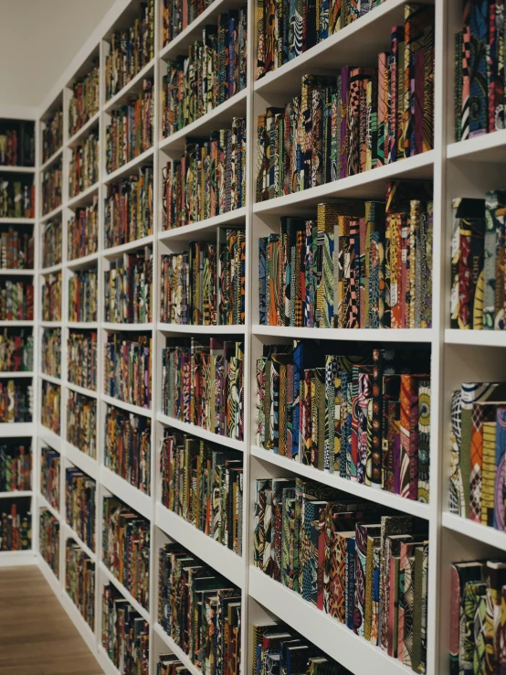 many books on shelves with books are sitting in rows