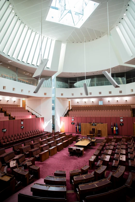 inside view of a public building with empty seats