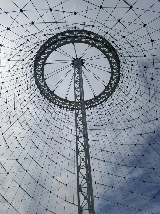 the dome structure with many wires on it