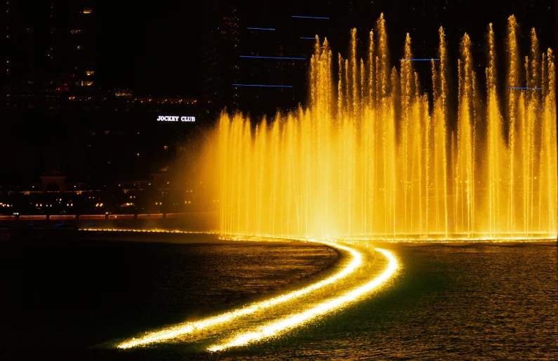 a large display of water features in the city