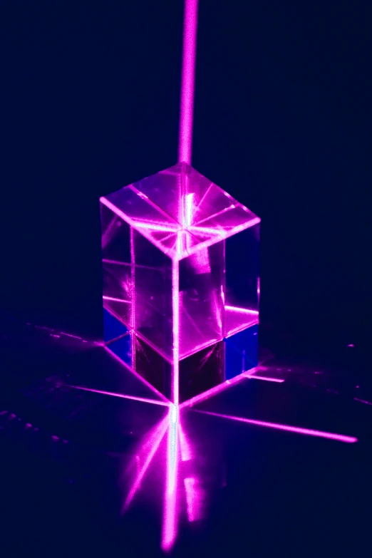a very strange square object with a neon light