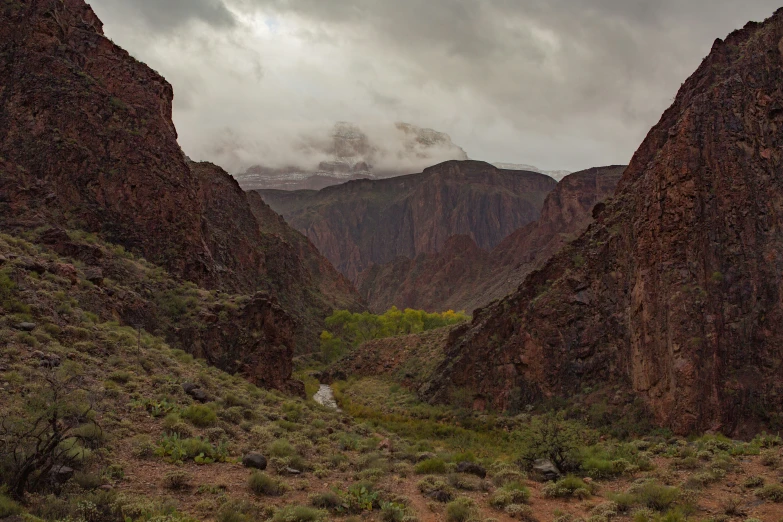 a person sitting alone in the middle of the canyon