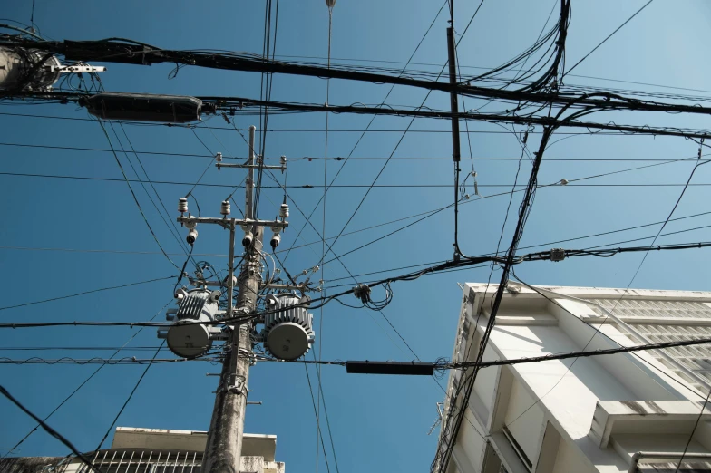 some power lines are on a clear day