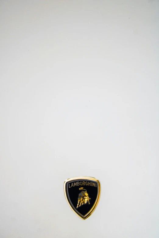 a golden colored badge on the side of a white wall