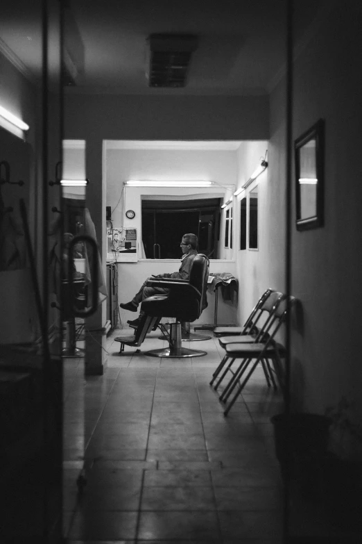 an image of a living room setting in black and white