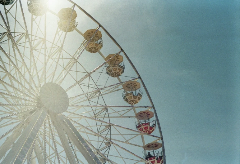 an ferris wheel that is being viewed through the lens