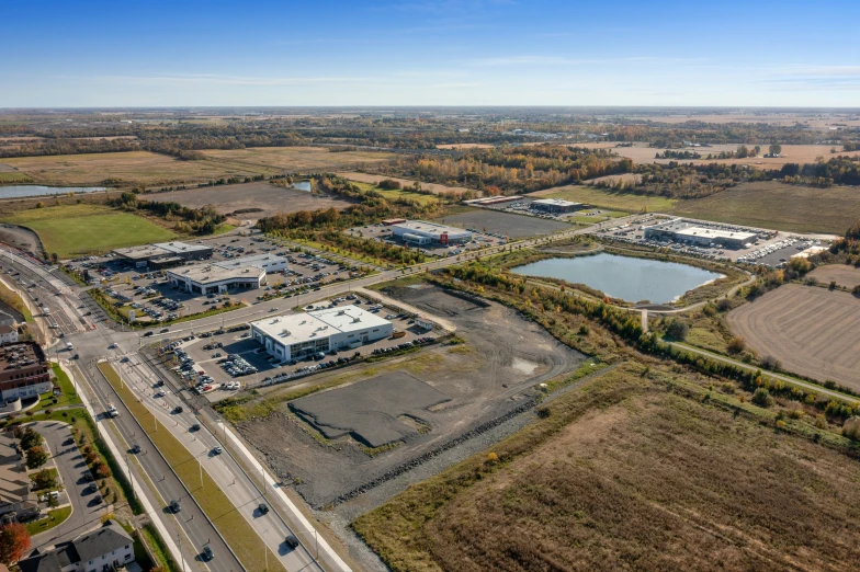 an aerial s of a large industrial building