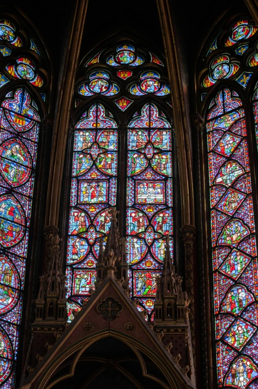 the inside view of a stained glass cathedral