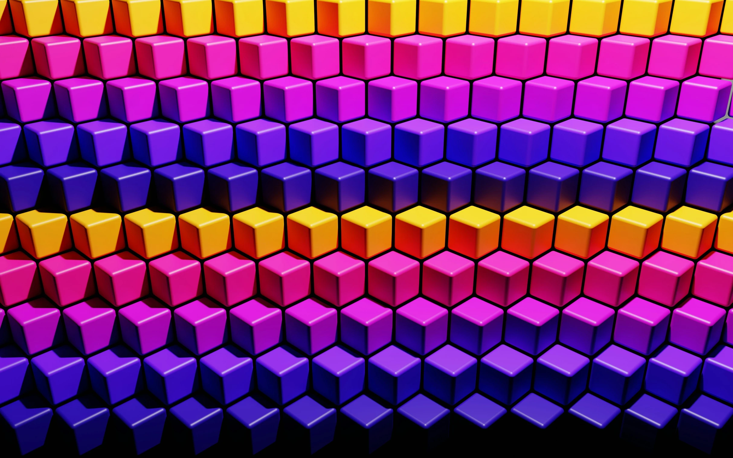 3d geometrically colored squares are in an array