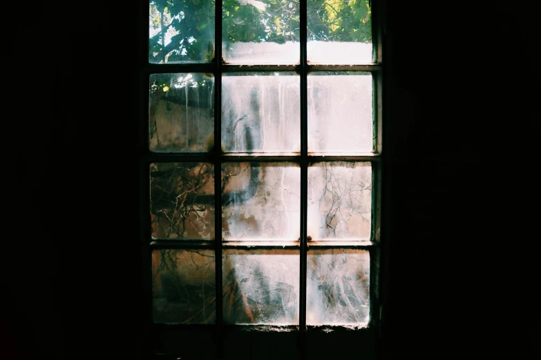 a view of a waterfall from inside a house