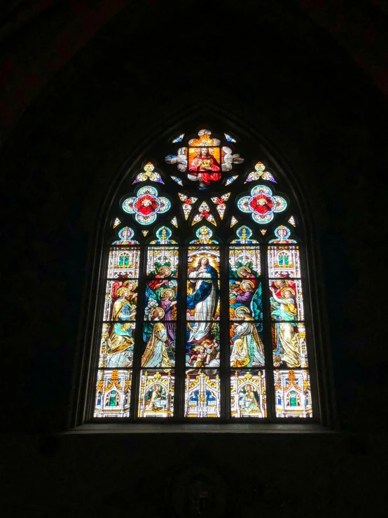 a stain glass window with very many color