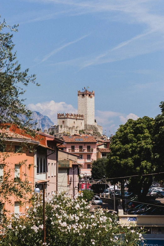 a very old town in an area with lots of tall buildings