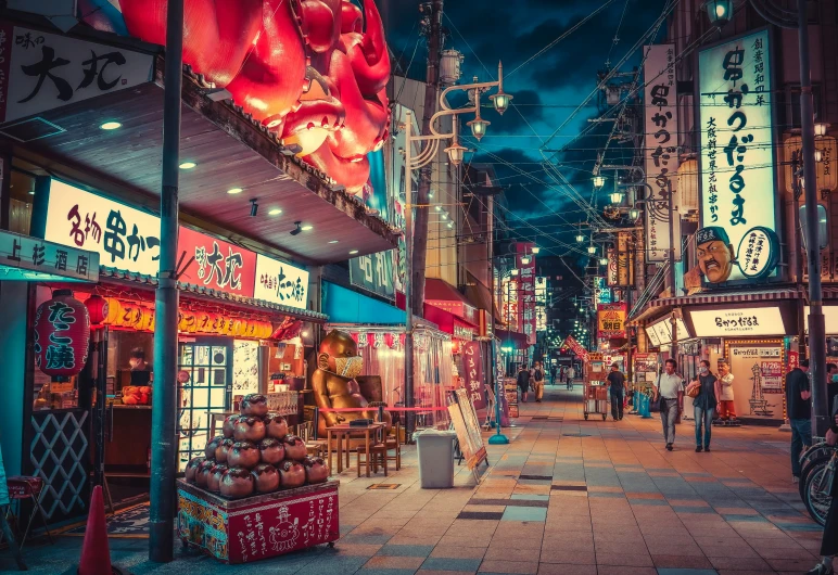 people shopping in the night at the market