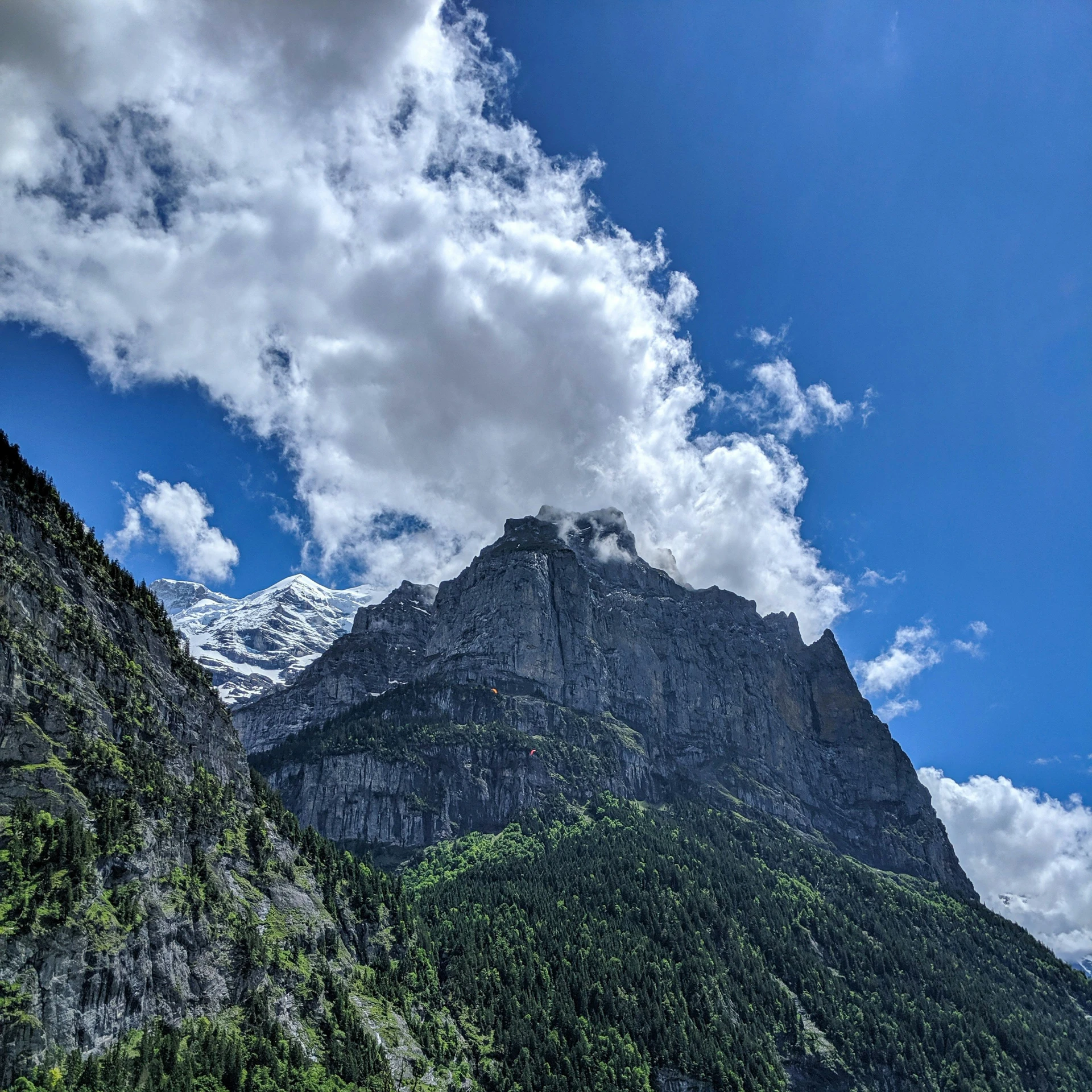 there is a view of mountains on a nice day