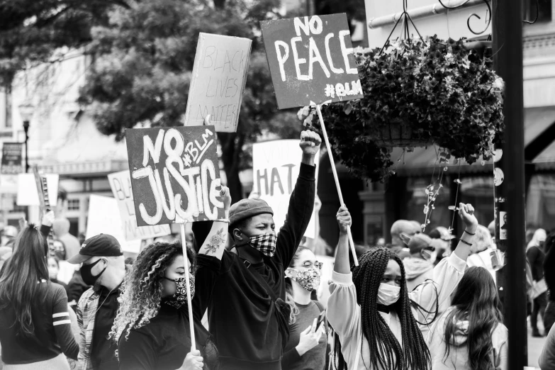 there are many people protesting in the street