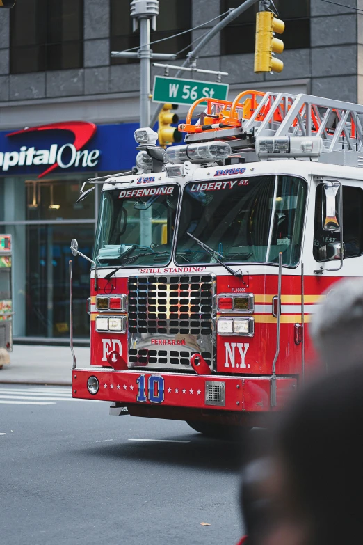 an image of a fire truck that is going by