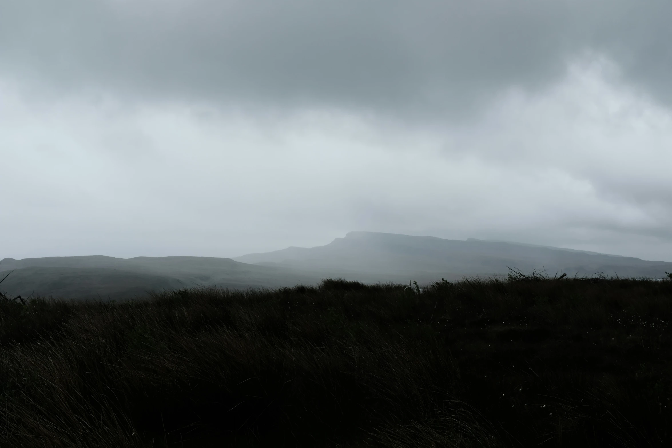 mountains and hills on a cloudy day with trees