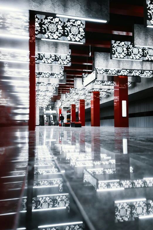 an empty and modern subway station is seen in this po