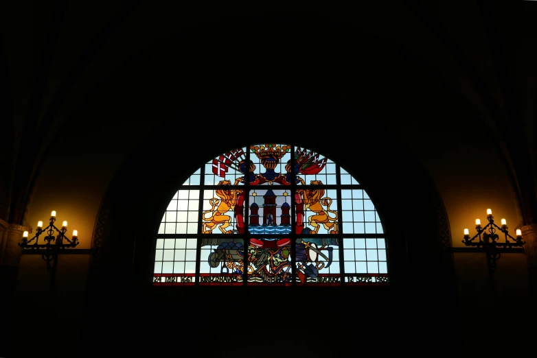 a view of the stained glass window from the front