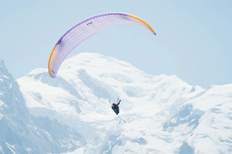 the man is kite surfing through the air